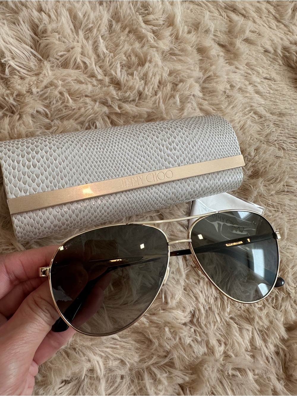 Jimmy Choo Gold Frame Sunglasses with Gradient Lenses